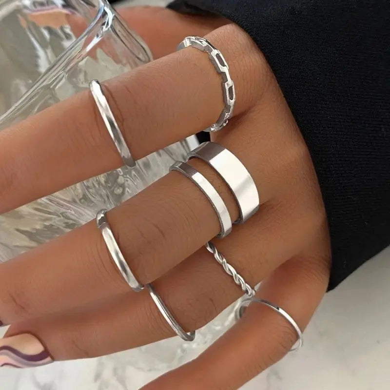10PCS Luxury Minimalist Ring Set | Gold & Silver Unisex Adjustable Rings