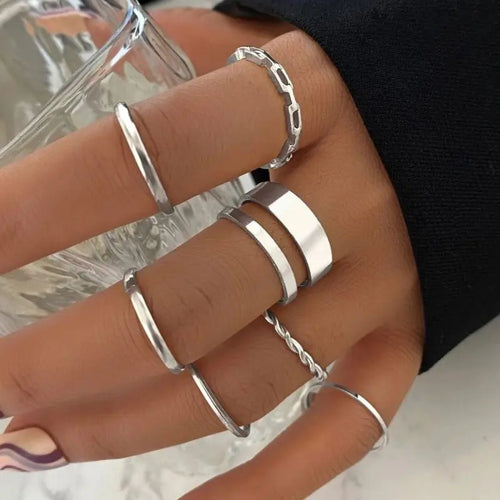 10PCS Luxury Minimalist Ring Set | Gold & Silver Unisex Adjustable Rings