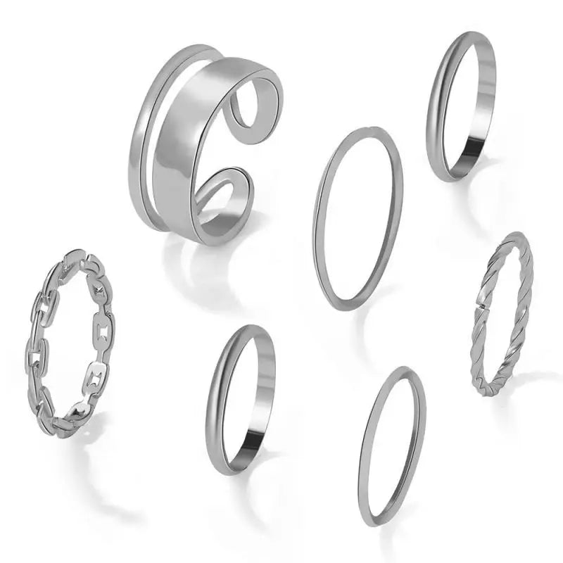 10PCS Luxury Minimalist Ring Set | Gold & Silver Unisex Adjustable Rings